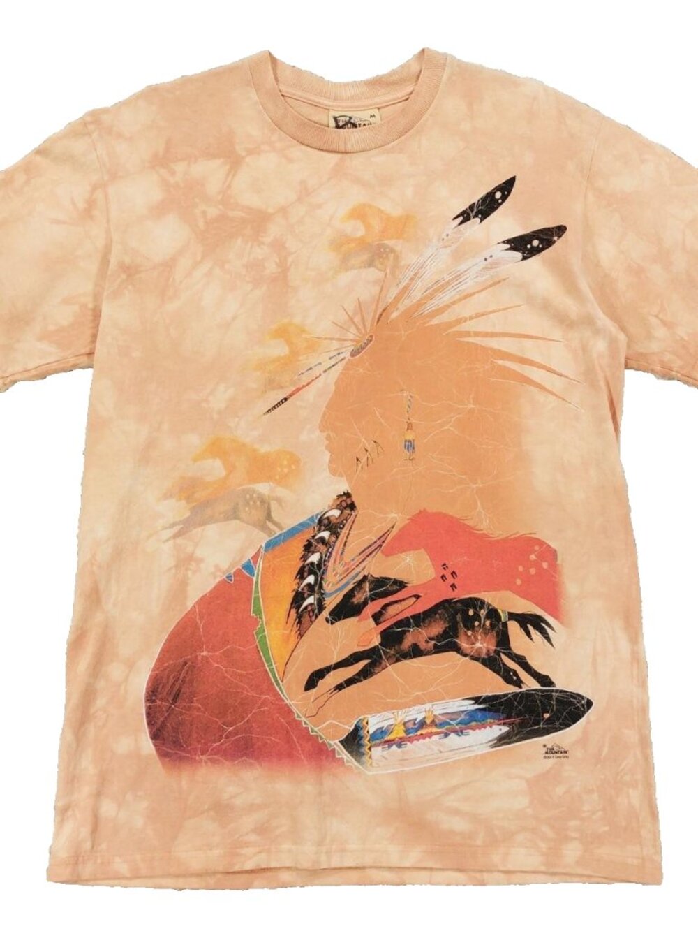 Vintage Y2k The Mountain Native American Art T-Shirt Sz M, Gina Grey Painting